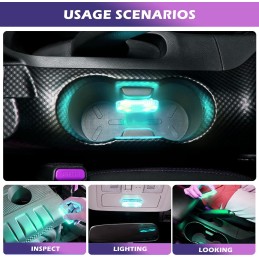 Auto Led Innenbeleuchtung, 4 Stück Magnetisch LED Touch Licht RGB 7 Farben Einstellbar Innenraum Ambientebeleuchtung für Auto