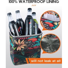 HOTOR Car Trash Can with Lid and Storage Pockets - 100% Leak-Proof Organizer, Waterproof Garbage Can, Multipurpose Trash Bin for