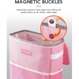 HOTOR Car Trash Can with Lid and Storage Pockets - 100% Leak-Proof Organizer, Waterproof Garbage Can, Multipurpose Trash Bin for