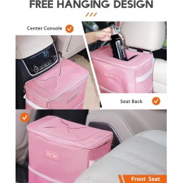 HOTOR Car Trash Can with Lid and Storage Pockets - 100% Leak-Proof Organizer, Waterproof Garbage Can, Multipurpose Trash Bin for