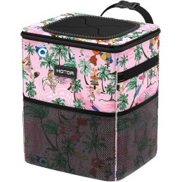 HOTOR Car Trash Can with Lid and Storage Pockets - 100% Leak-Proof Organizer, Waterproof Garbage Can, Multipurpose Trash Bin for