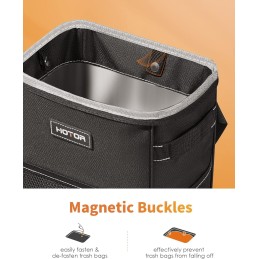 HOTOR Car Trash Can with Lid and Storage Pockets - 100% Leak-Proof Organizer, Waterproof Garbage Can, Multipurpose Trash Bin for