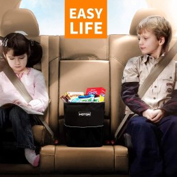 HOTOR Car Trash Can with Lid and Storage Pockets - 100% Leak-Proof Organizer, Waterproof Garbage Can, Multipurpose Trash Bin for