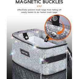 HOTOR Car Trash Can with Lid and Storage Pockets - 100% Leak-Proof Organizer, Waterproof Garbage Can, Multipurpose Trash Bin for