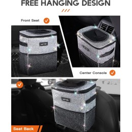 HOTOR Car Trash Can with Lid and Storage Pockets - 100% Leak-Proof Organizer, Waterproof Garbage Can, Multipurpose Trash Bin for