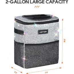 HOTOR Car Trash Can with Lid and Storage Pockets - 100% Leak-Proof Organizer, Waterproof Garbage Can, Multipurpose Trash Bin for