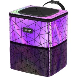 HOTOR Car Trash Can with Lid and Storage Pockets - 100% Leak-Proof Organizer, Waterproof Garbage Can, Multipurpose Trash Bin for
