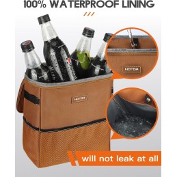 HOTOR Car Trash Can with Lid and Storage Pockets - 100% Leak-Proof Organizer, Waterproof Garbage Can, Multipurpose Trash Bin for
