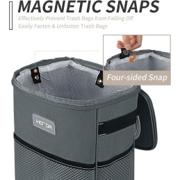 HOTOR Car Trash Can with Lid and Storage Pockets - 100% Leak-Proof Organizer, Waterproof Garbage Can, Multipurpose Trash Bin for