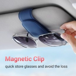 Sunglass Holder for Car Visor Sunglasses Clip Magnetic Leather Glasses Eyeglass Holder Truck Interior Car Accessories for Woman