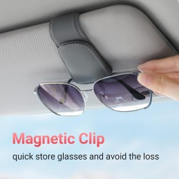 Sunglass Holder for Car Visor Sunglasses Clip Magnetic Leather Glasses Eyeglass Holder Truck Interior Car Accessories for Woman