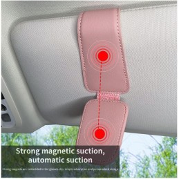 Magnetic Leather Sunglass Holder for Car, Sunglasses Clip for Car Visor, Auto Interior Accessories Universal for Different Size