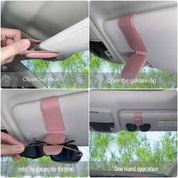 Magnetic Leather Sunglass Holder for Car, Sunglasses Clip for Car Visor, Auto Interior Accessories Universal for Different Size