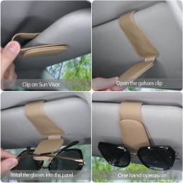 Magnetic Leather Sunglass Holder for Car, Sunglasses Clip for Car Visor, Auto Interior Accessories Universal for Different Size