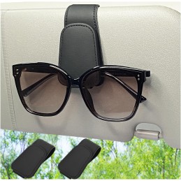 Magnetic Leather Sunglass Holder for Car, Sunglasses Clip for Car Visor, Auto Interior Accessories Universal for Different Size