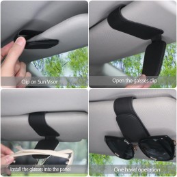 Magnetic Leather Sunglass Holder for Car, Sunglasses Clip for Car Visor, Auto Interior Accessories Universal for Different Size