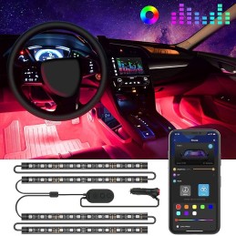 Govee LED Innenbeleuchtung Auto, 4pcs 48 Strip, Upgrade Zwei-Linien-Design, Wasserdicht Beleuchtung APP Steuerbare Mehrfarbig