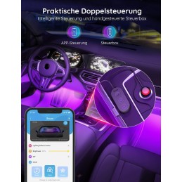 Govee LED Innenbeleuchtung Auto, 4pcs 48 Strip, Upgrade Zwei-Linien-Design, Wasserdicht Beleuchtung APP Steuerbare Mehrfarbig