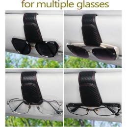 Magnetic Leather Sunglass Holder for Car, Sunglasses Clip for Car Visor, Auto Interior Accessories Universal for Different Size