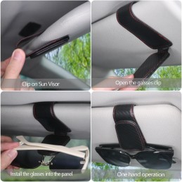 Magnetic Leather Sunglass Holder for Car, Sunglasses Clip for Car Visor, Auto Interior Accessories Universal for Different Size