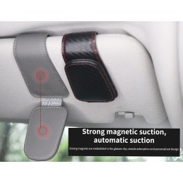 Magnetic Leather Sunglass Holder for Car, Sunglasses Clip for Car Visor, Auto Interior Accessories Universal for Different Size