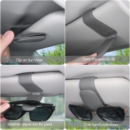 Magnetic Leather Sunglass Holder for Car, Sunglasses Clip for Car Visor, Auto Interior Accessories Universal for Different Size