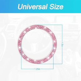 AUKEPO Car Bling Crystal Rhinestone Engine Start Ring Decals, 2 Pack Car Push Start Button Cover/Sticker, Key Ignition Knob