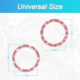 AUKEPO Car Bling Crystal Rhinestone Engine Start Ring Decals, 2 Pack Car Push Start Button Cover/Sticker, Key Ignition Knob