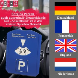 M&H-24 Parkscheibe für Auto und Motorrad mit Eiskratzer | Parkuhr mit Reifenprofilmesser und Einkaufswagenchip | Parkscheiben |