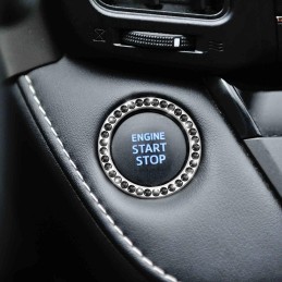 AUKEPO Car Bling Crystal Rhinestone Engine Start Ring Decals, 2 Pack Car Push Start Button Cover/Sticker, Key Ignition Knob