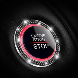 AUKEPO Car Bling Crystal Rhinestone Engine Start Ring Decals, 2 Pack Car Push Start Button Cover/Sticker, Key Ignition Knob