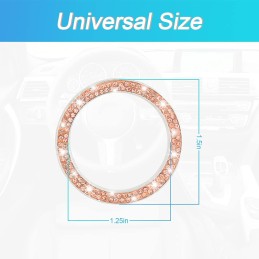 AUKEPO Car Bling Crystal Rhinestone Engine Start Ring Decals, 2 Pack Car Push Start Button Cover/Sticker, Key Ignition Knob