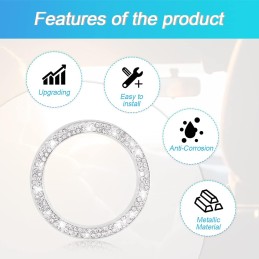 AUKEPO Car Bling Crystal Rhinestone Engine Start Ring Decals, 2 Pack Car Push Start Button Cover/Sticker, Key Ignition Knob