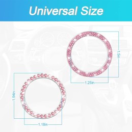 AUKEPO Car Bling Crystal Rhinestone Engine Start Ring Decals, 2 Pack Car Push Start Button Cover/Sticker, Key Ignition Knob