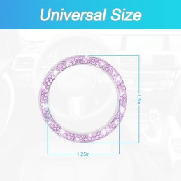 AUKEPO Car Bling Crystal Rhinestone Engine Start Ring Decals, 2 Pack Car Push Start Button Cover/Sticker, Key Ignition Knob