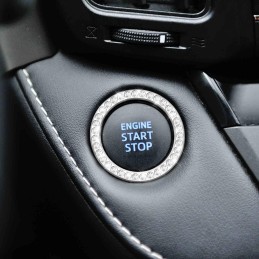 AUKEPO Car Bling Crystal Rhinestone Engine Start Ring Decals, 2 Pack Car Push Start Button Cover/Sticker, Key Ignition Knob