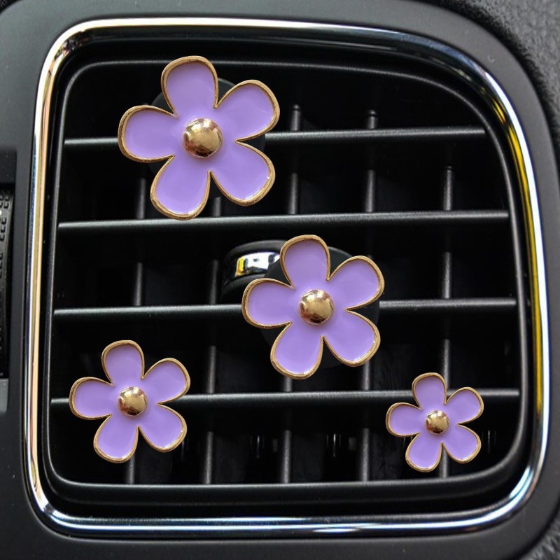 Daisy Air Vent Clips, 4-Pcs Nette Blume Auto Klimaanlage Outlet Clip Auto Air Freshener Clip Charm Auto Inter Decor Zubehör für