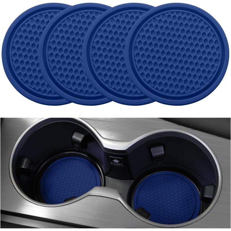 SINGARO Car Cup Coaster, 4PCS Universal Non-Slip Cup Holders Embedded in Ornaments Coaster, Car Interior Accessories, Red