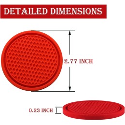 SINGARO Car Cup Coaster, 4PCS Universal Non-Slip Cup Holders Embedded in Ornaments Coaster, Car Interior Accessories, Red