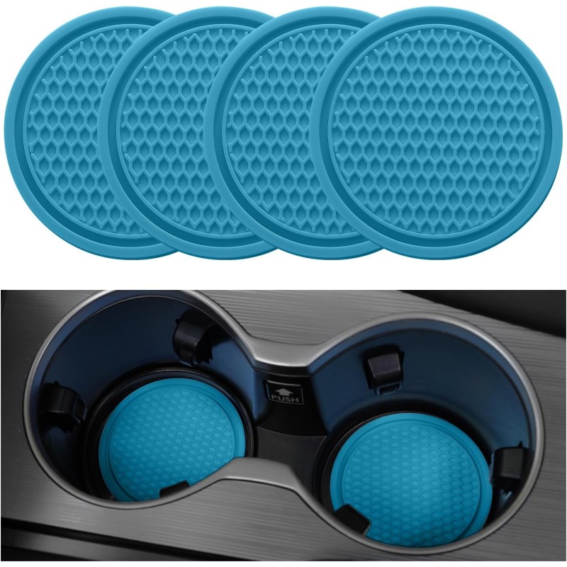 SINGARO Car Cup Coaster, 4PCS Universal Non-Slip Cup Holders Embedded in Ornaments Coaster, Car Interior Accessories, Red
