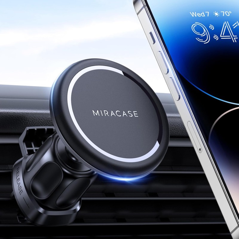 Miracase MagSafe Car Mount, [Upgraded Suction Cup] Magnetic Phone Holder for Dashboard/Windshield/Air Vent Mount Fits iPhone