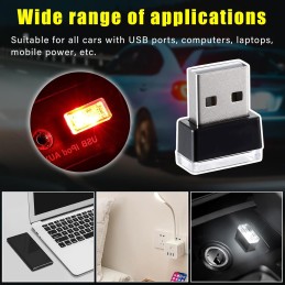 4 PCS USB LED Car Interior Atmosphere Lamp, Plug-in USB Decor Night Light, Portable Auto Ambient Lighting Kit, Universal Vehicle