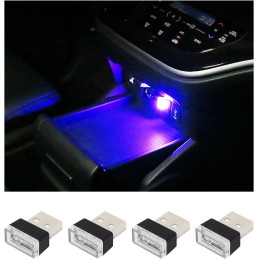 4 PCS USB LED Car Interior Atmosphere Lamp, Plug-in USB Decor Night Light, Portable Auto Ambient Lighting Kit, Universal Vehicle