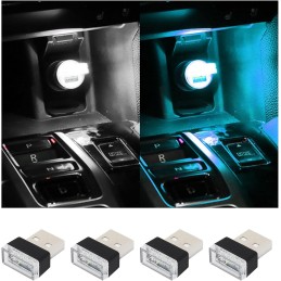 4 PCS USB LED Car Interior Atmosphere Lamp, Plug-in USB Decor Night Light, Portable Auto Ambient Lighting Kit, Universal Vehicle