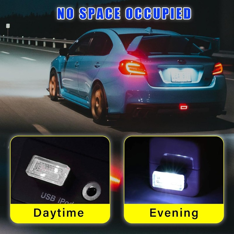 4 PCS USB LED Car Interior Atmosphere Lamp, Plug-in USB Decor Night Light, Portable Auto Ambient Lighting Kit, Universal Vehicle