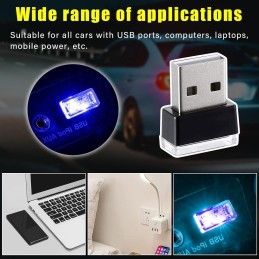 4 PCS USB LED Car Interior Atmosphere Lamp, Plug-in USB Decor Night Light, Portable Auto Ambient Lighting Kit, Universal Vehicle