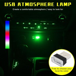 4 PCS USB LED Car Interior Atmosphere Lamp, Plug-in USB Decor Night Light, Portable Auto Ambient Lighting Kit, Universal Vehicle