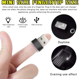 4 PCS USB LED Car Interior Atmosphere Lamp, Plug-in USB Decor Night Light, Portable Auto Ambient Lighting Kit, Universal Vehicle