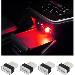 4 PCS USB LED Car Interior Atmosphere Lamp, Plug-in USB Decor Night Light, Portable Auto Ambient Lighting Kit, Universal Vehicle