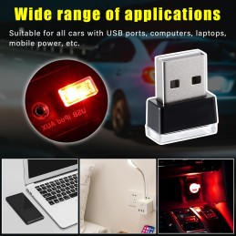 4 PCS USB LED Car Interior Atmosphere Lamp, Plug-in USB Decor Night Light, Portable Auto Ambient Lighting Kit, Universal Vehicle